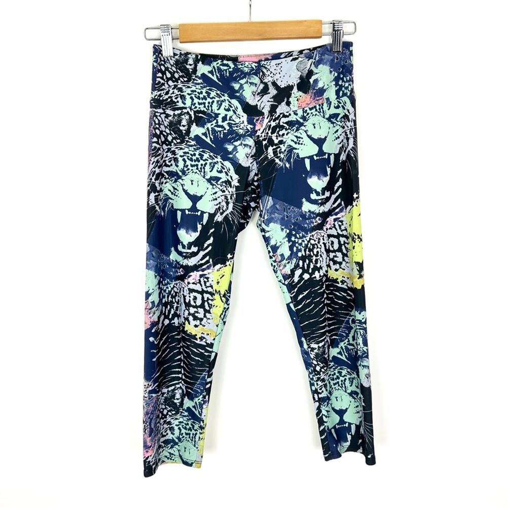 Onzie Tiger Print Crop Leggings Yoga Workout Multi Size‎ XS